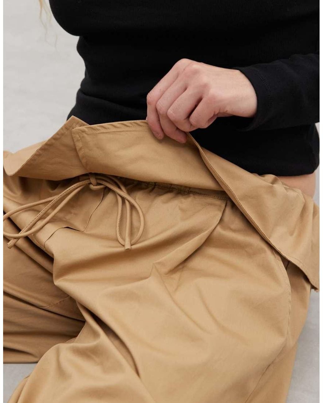ASOS Natural Foldover Waist Detail Pants