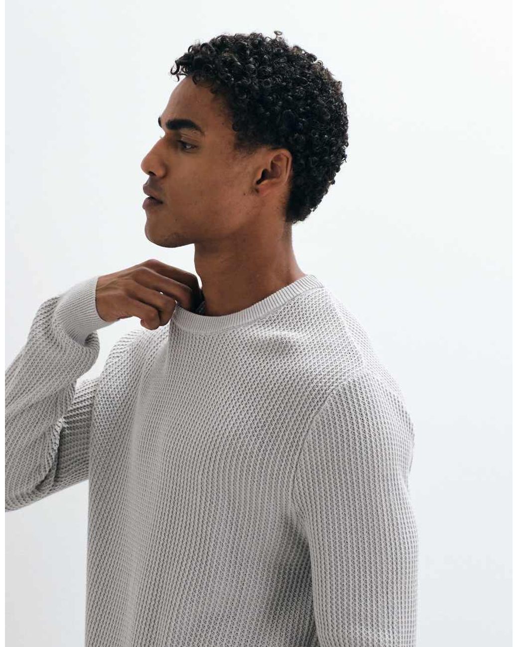 Mango Gray Chunky Knitted Jumper for men