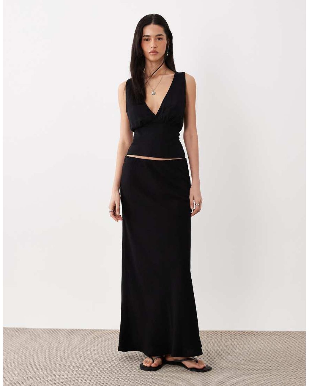 ASOS Black Linen Look Halter Top