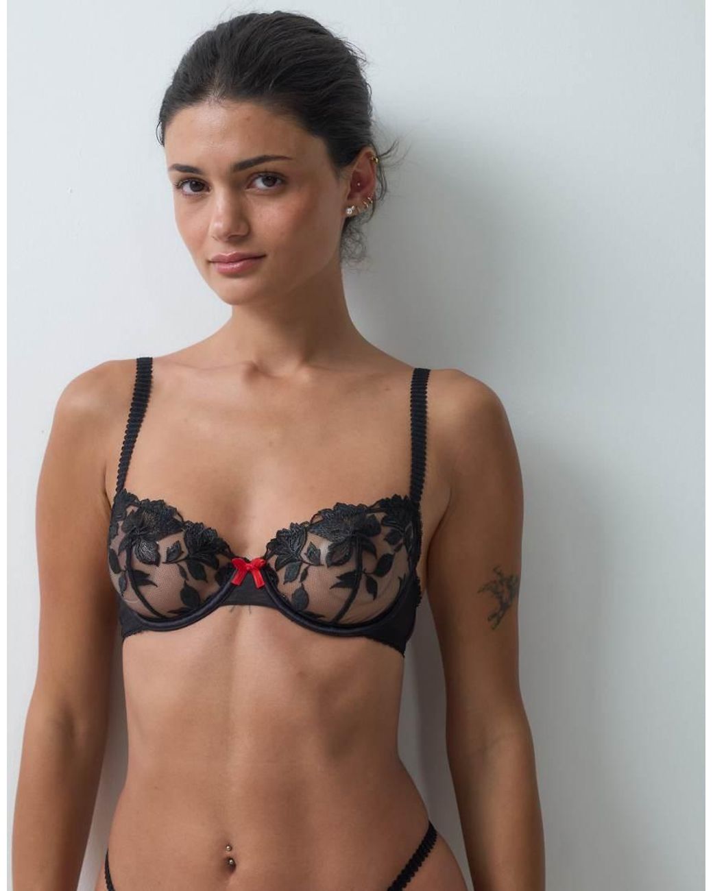 Ann Summers Brown Noir Desire Floral Embroidery Non Padded Balcony Bra