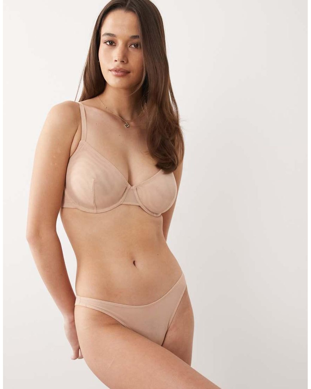 ASOS Natural Fuller Bust Tammy Sheer Mesh Underwire Balcony Bra