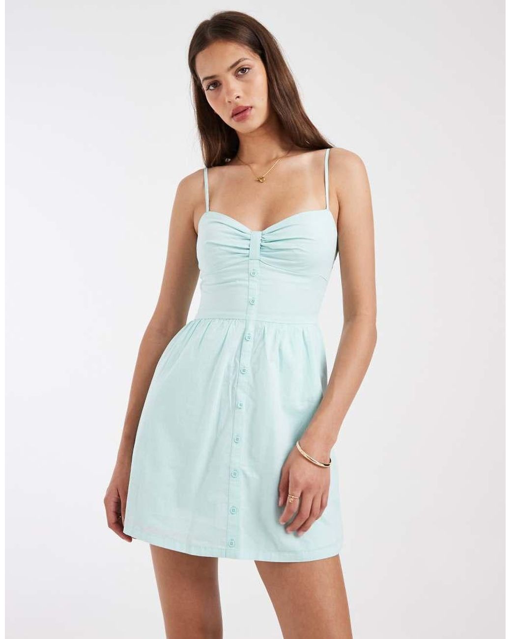 Hollister Blue Strappy Button Front Mini Dress