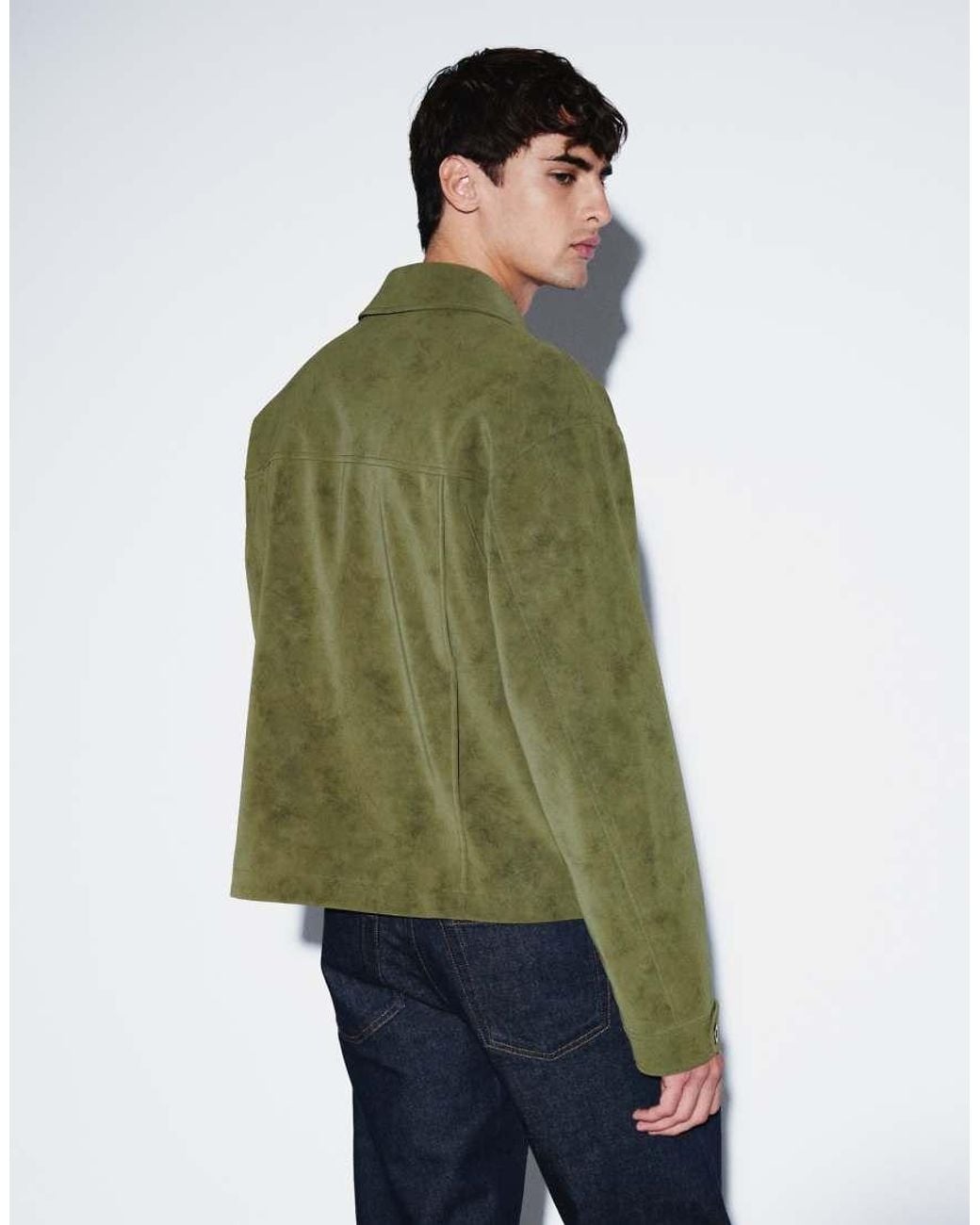 ASOS Green Oversized Suede Harrington Jacket for men