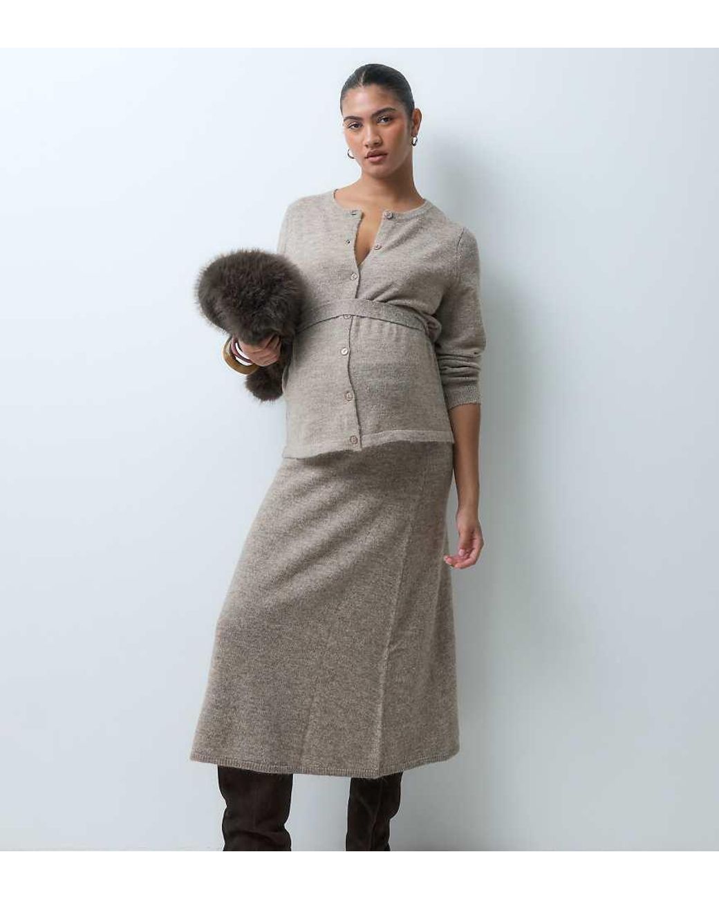 Vero Moda Gray Knitted Maxi Skirt Co-Ord