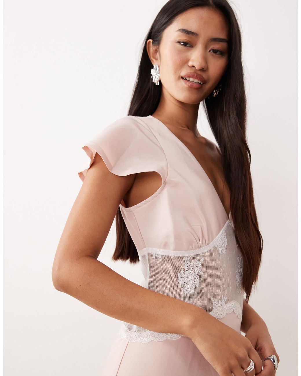chinese dress ladies Motel White Lace Mini Dress (SzXS) – The Thrifty Hippy main image 1