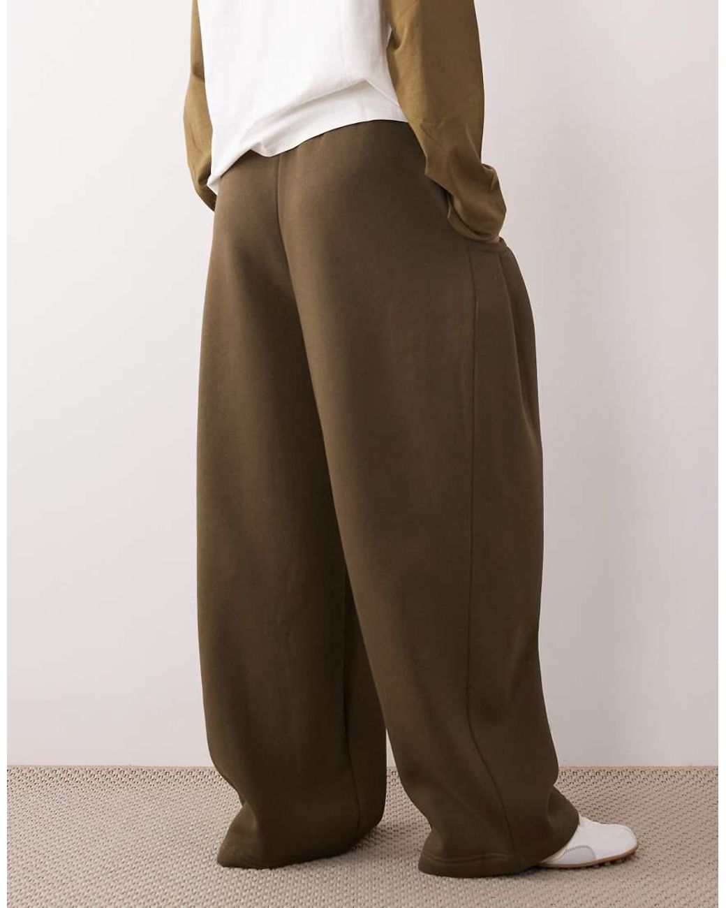ASOS Natural Pleat Detail Barrel Leg joggers