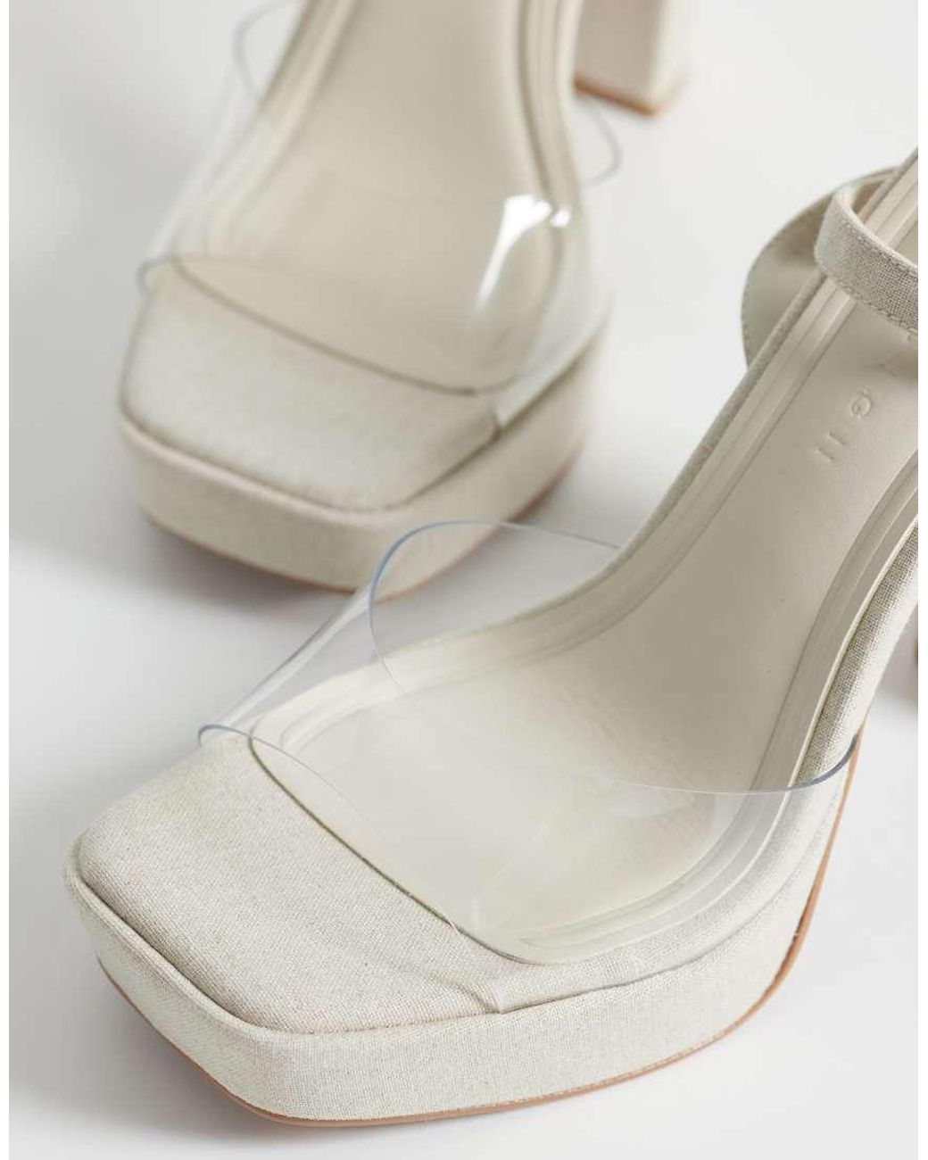 ASOS White Naples Platform Barely There Block Heeled Sandals