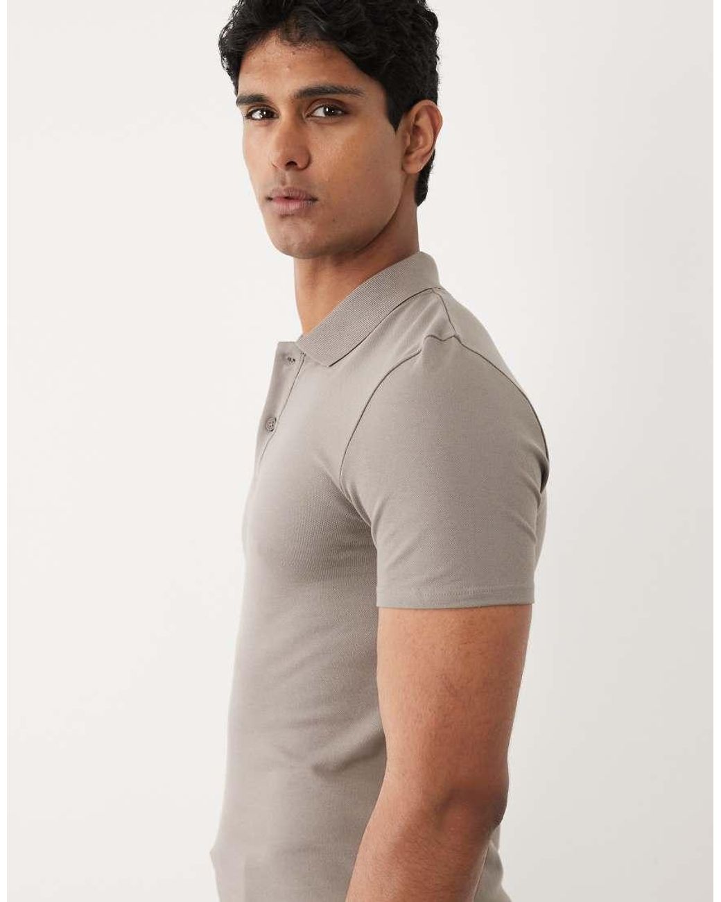 ASOS Gray Essentials Muscle Fit Polo for men