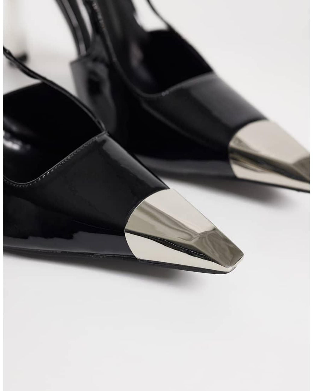 Public Desire Blue Reset Slingback Heeled Shoes With Metal Detail