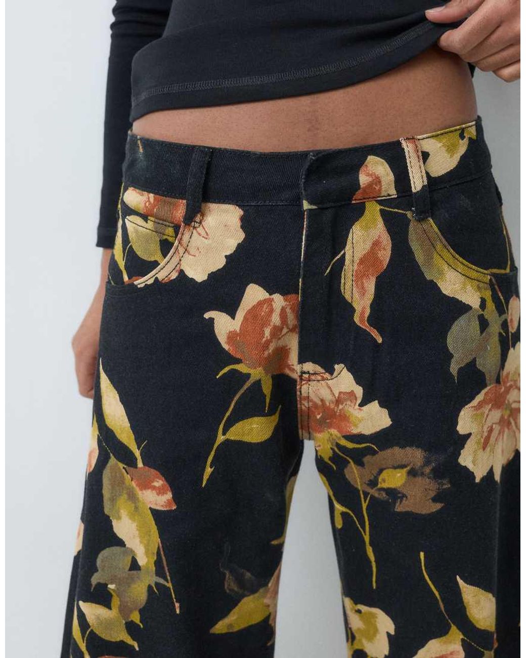 ASOS Blue Printed Barrel Leg Trouser