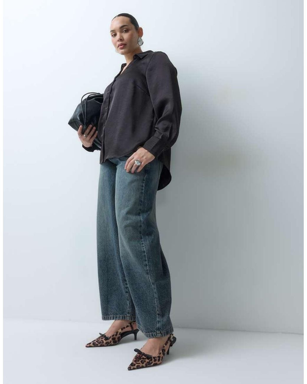 Vero Moda Blue Satin Long Sleeve Shirt Co-ord