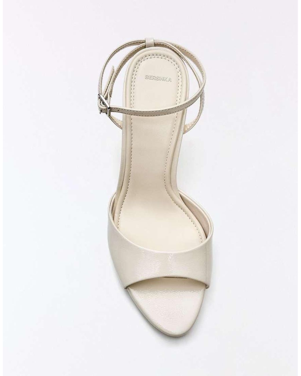 Bershka White Heeled Sandals With Ankle Strap
