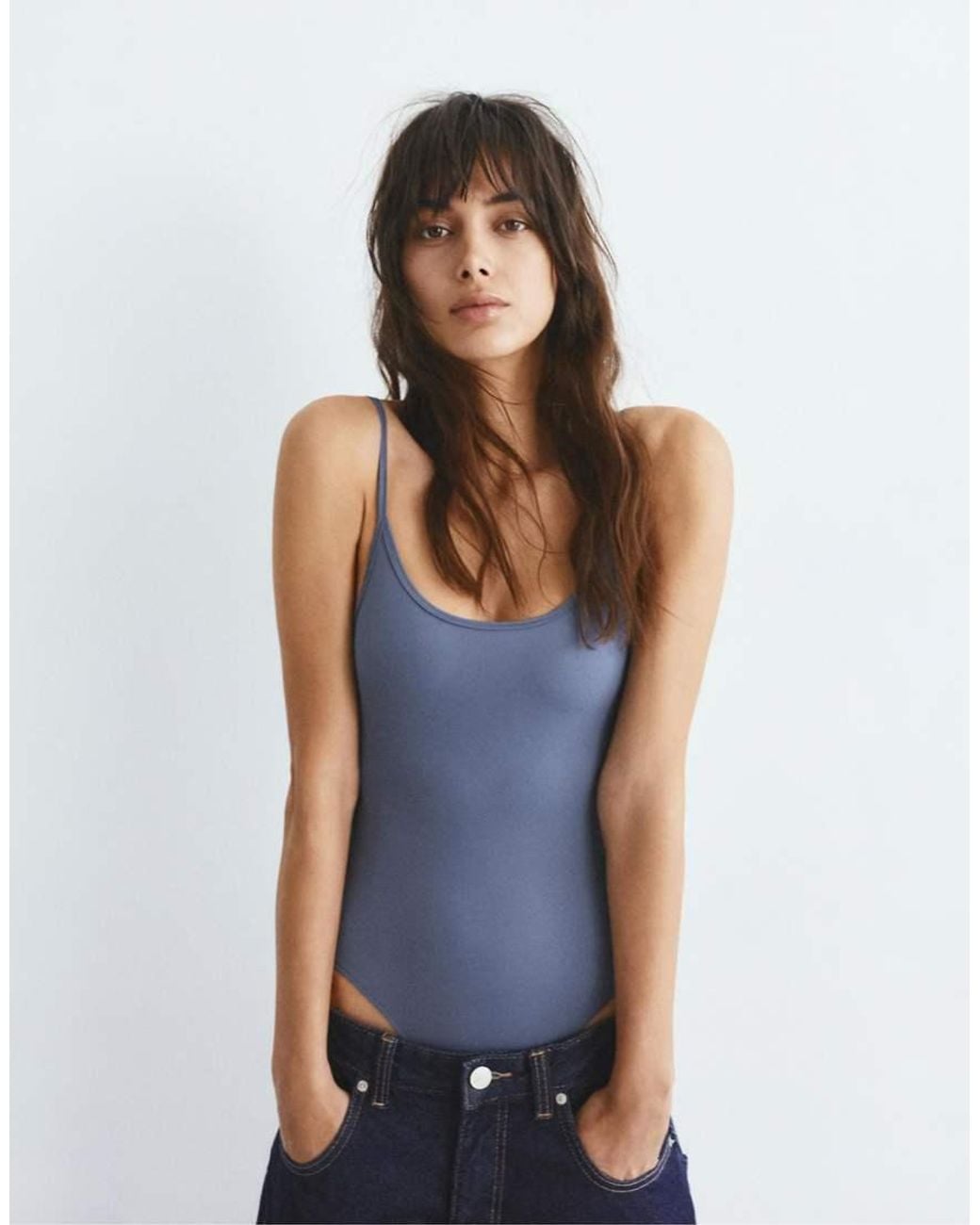 Pull&Bear Blue Polyamide Bodysuit With Thin Straps