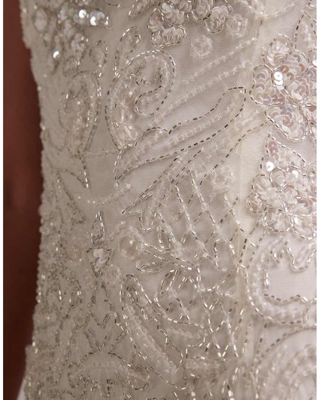 ASOS Gray Ornate Crystal Embellished Square Neck Mini Dress