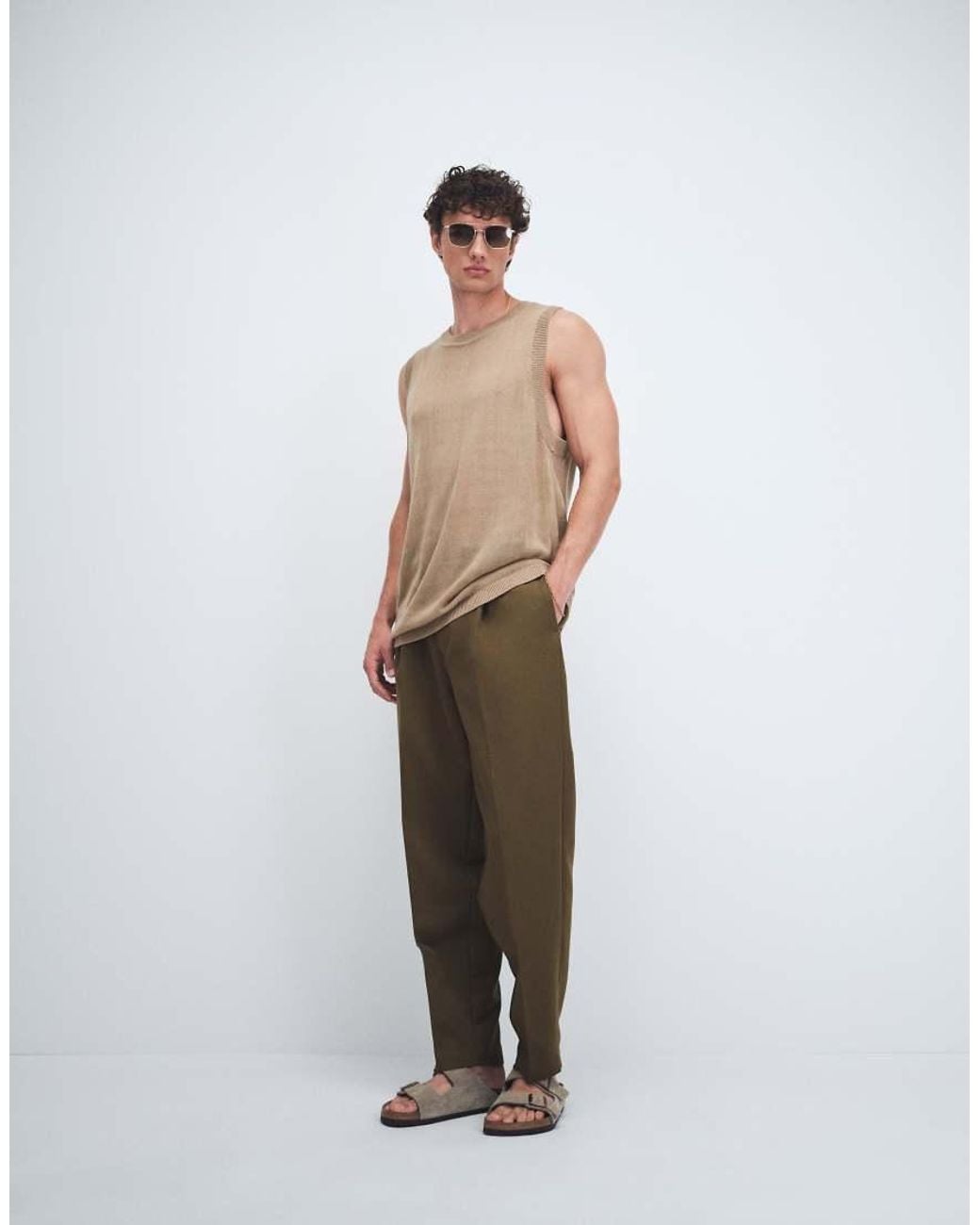 ASOS Green Relaxed Knit Lightweight Tank Top for men