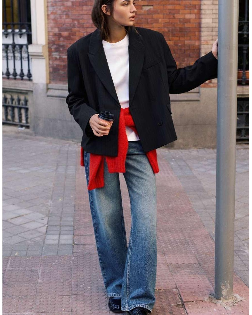 Pull&Bear Blue Boxy Pinstripe Blazer