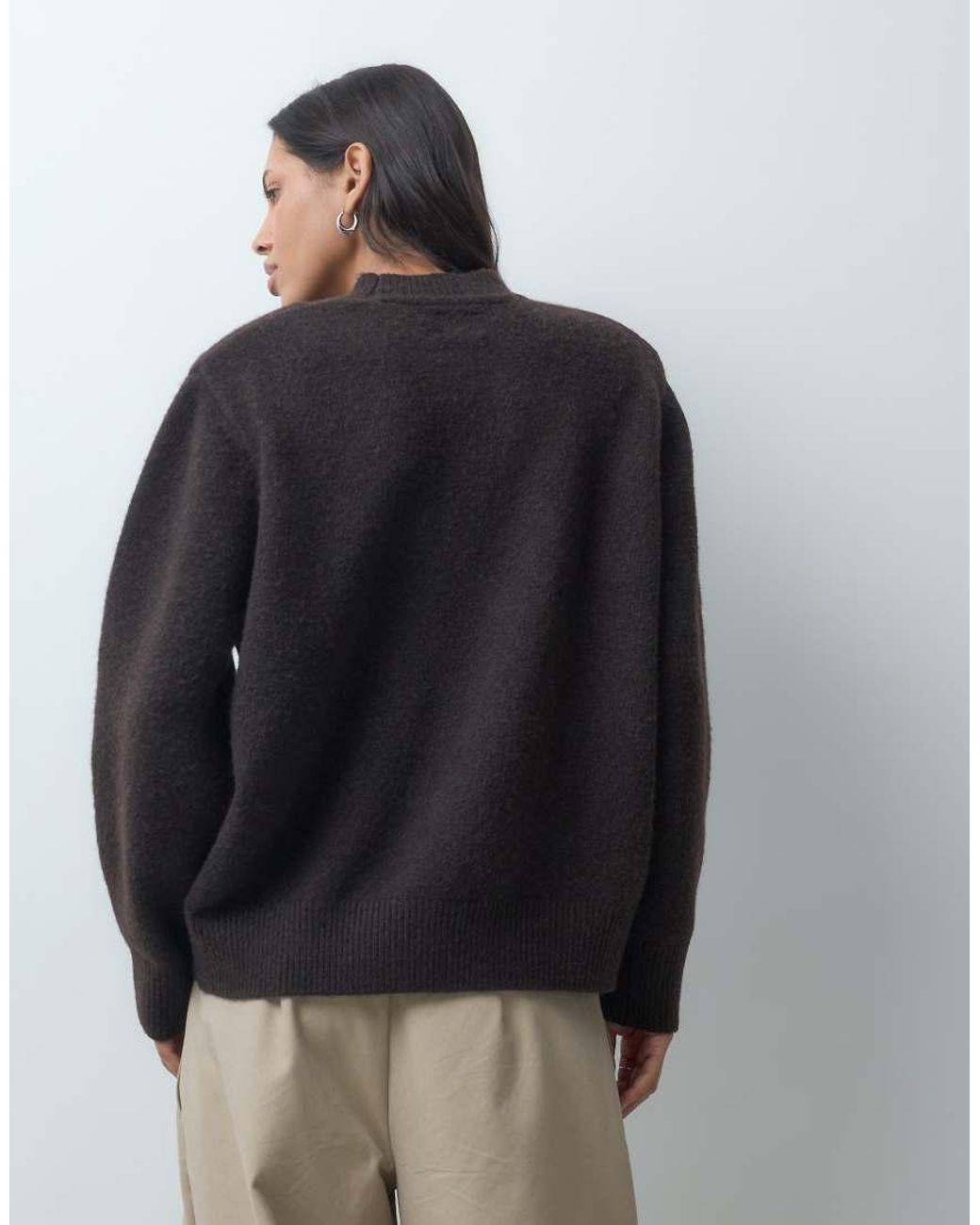 ASOS Black Drop Shoulder Pad Longline Sweater