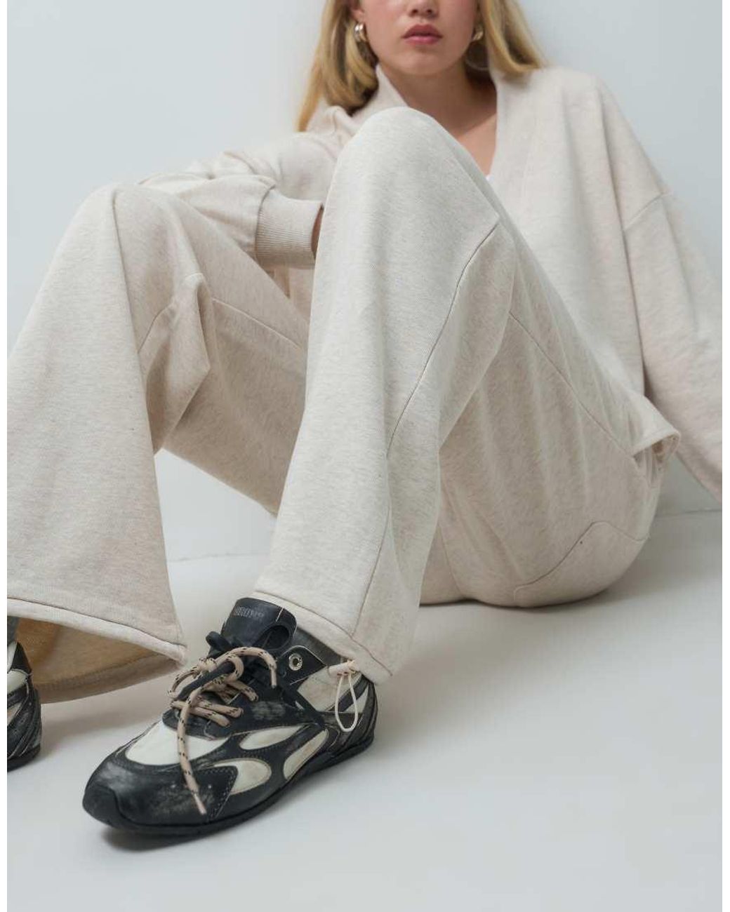 4th & Reckless Gray Cotton Fleeceback Balloon Leg Jogger Co-Ord