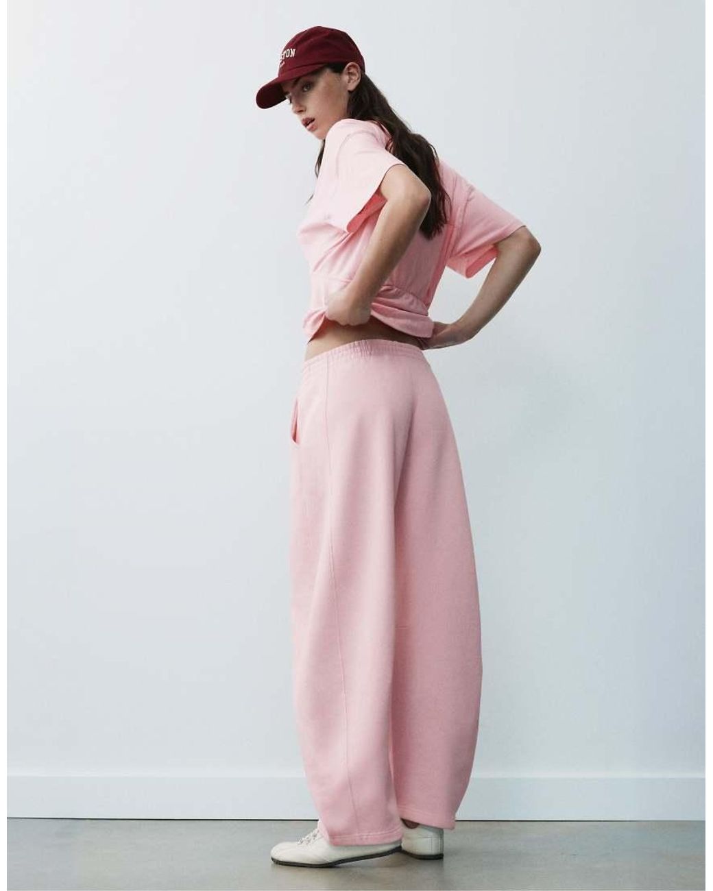 Pull&Bear Pink Barrel-leg joggers