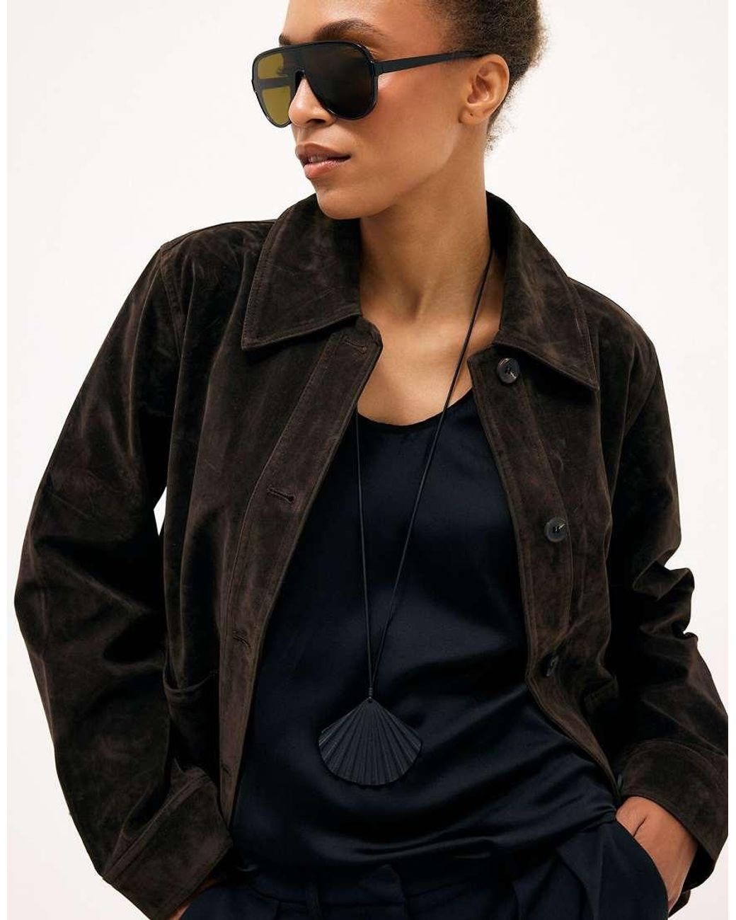 NA-KD Black Pocket Detail Faux Suede Jacket