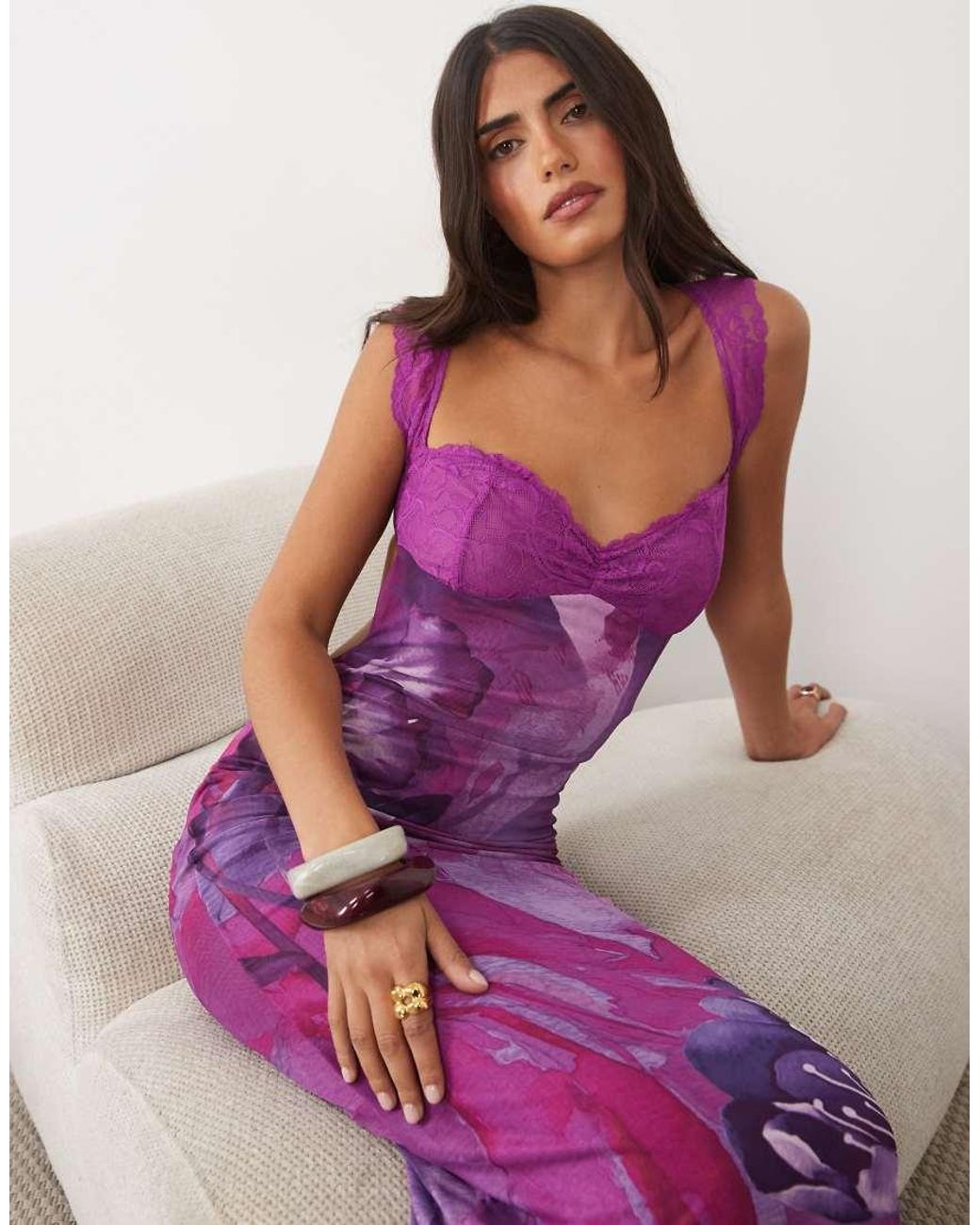Tiger Mist Pink Nyomi Lace Bust Detail Strappy Cut Out Tie Back Maxi Dress