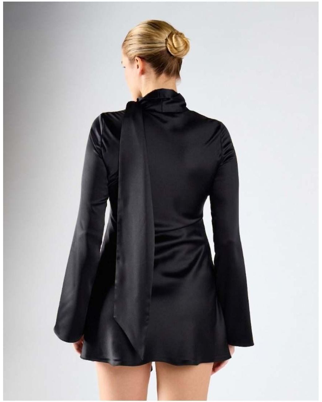 Glamorous Blue Scarf Detail Flared Sleeve Mini Dress