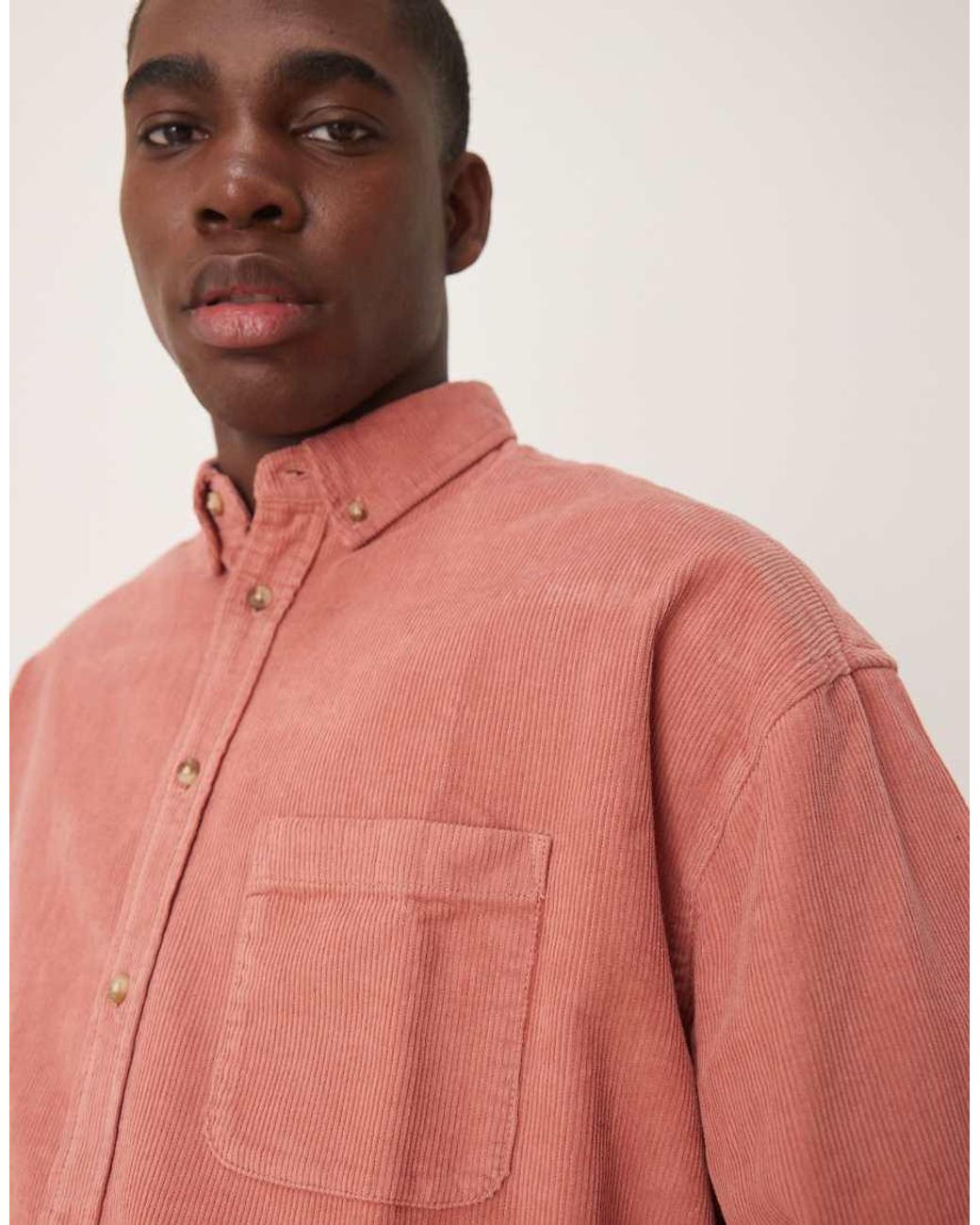 ASOS Red 90s Oversized Cord Shirt for men