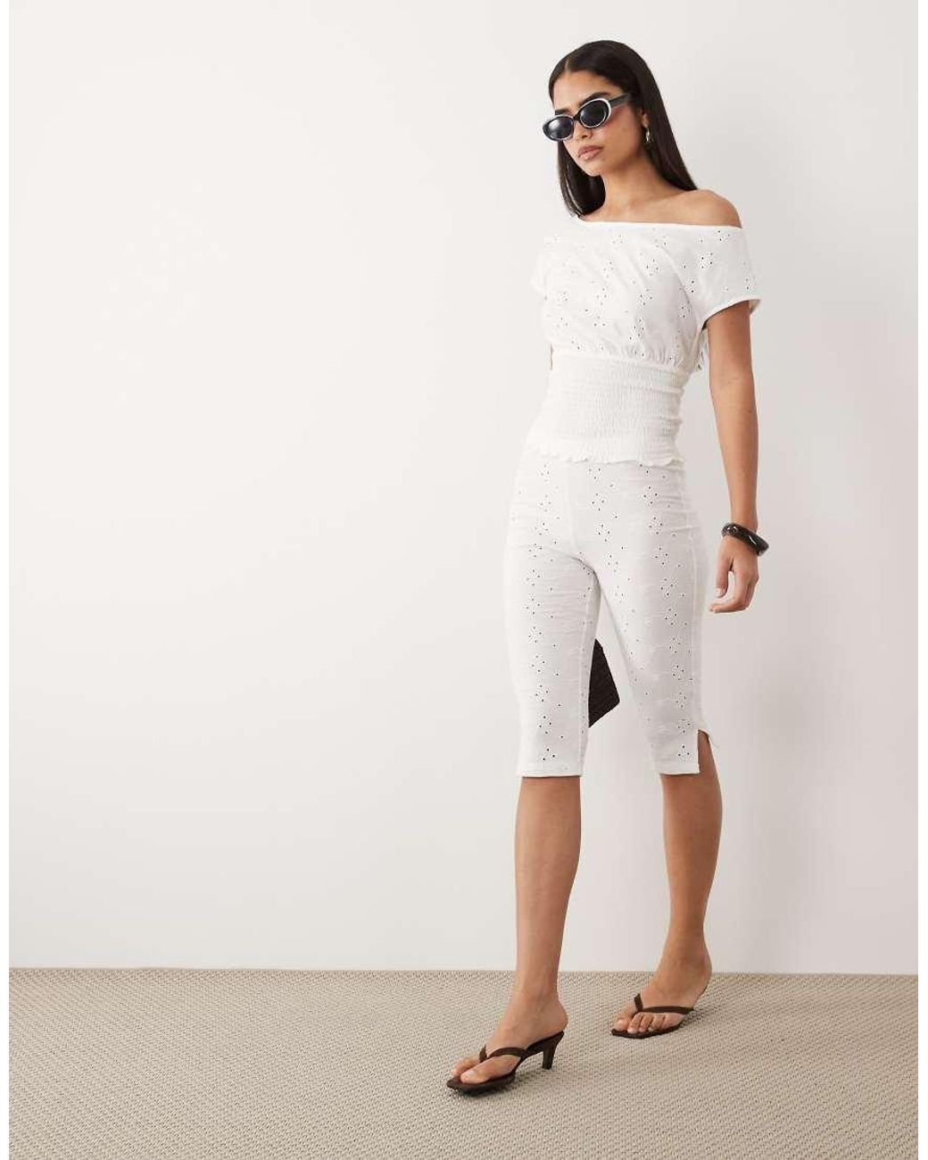 ASOS Natural Co-Ord Broderie Capri Pant