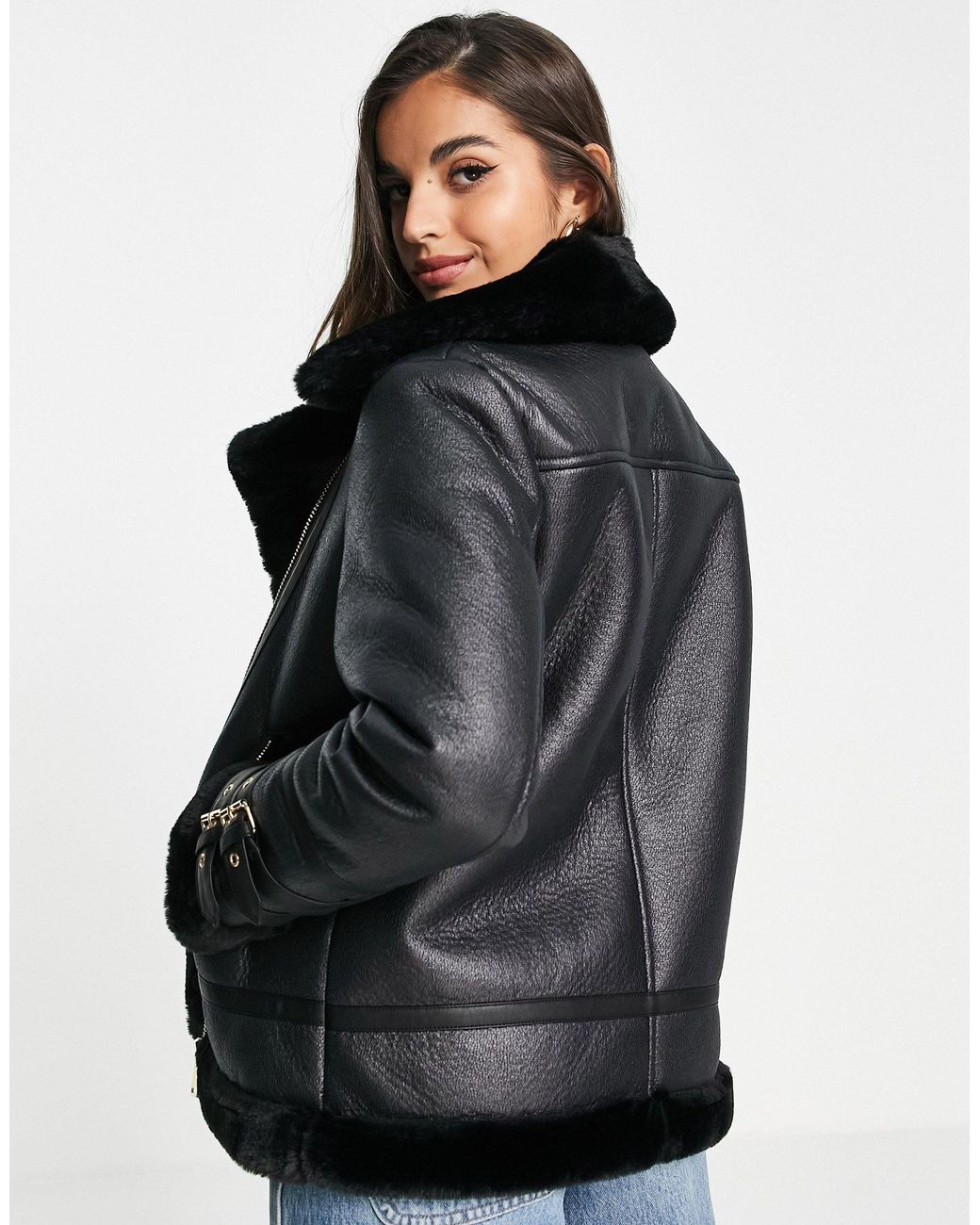 Miss Selfridge Longline Aviator Jacket 