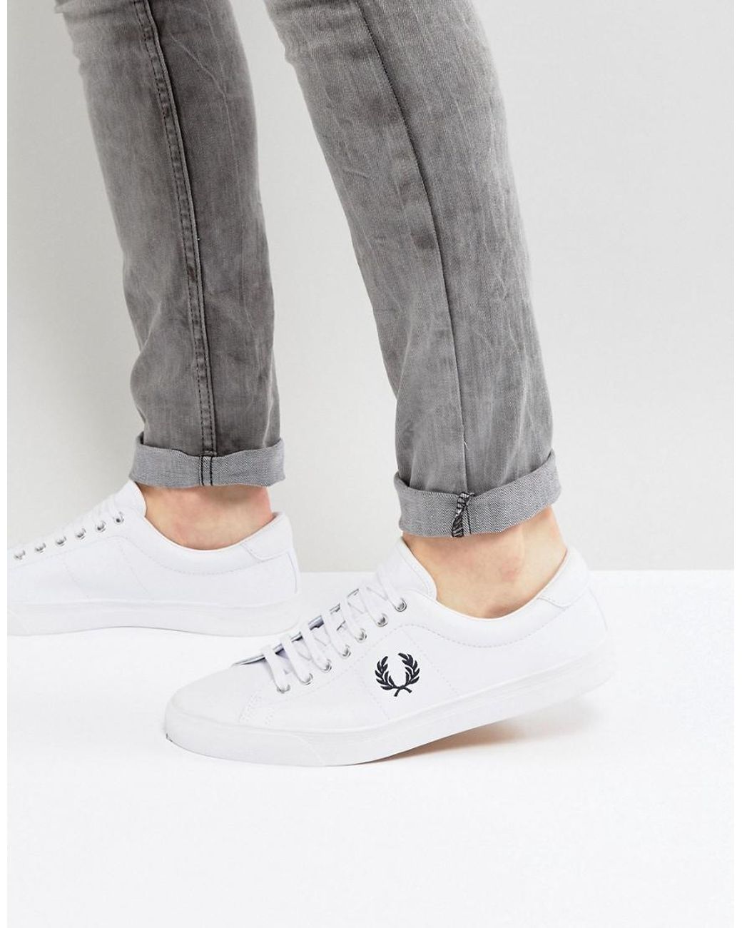 Fred Perry Underspin Leather Sneakers In White for Men | Lyst Australia