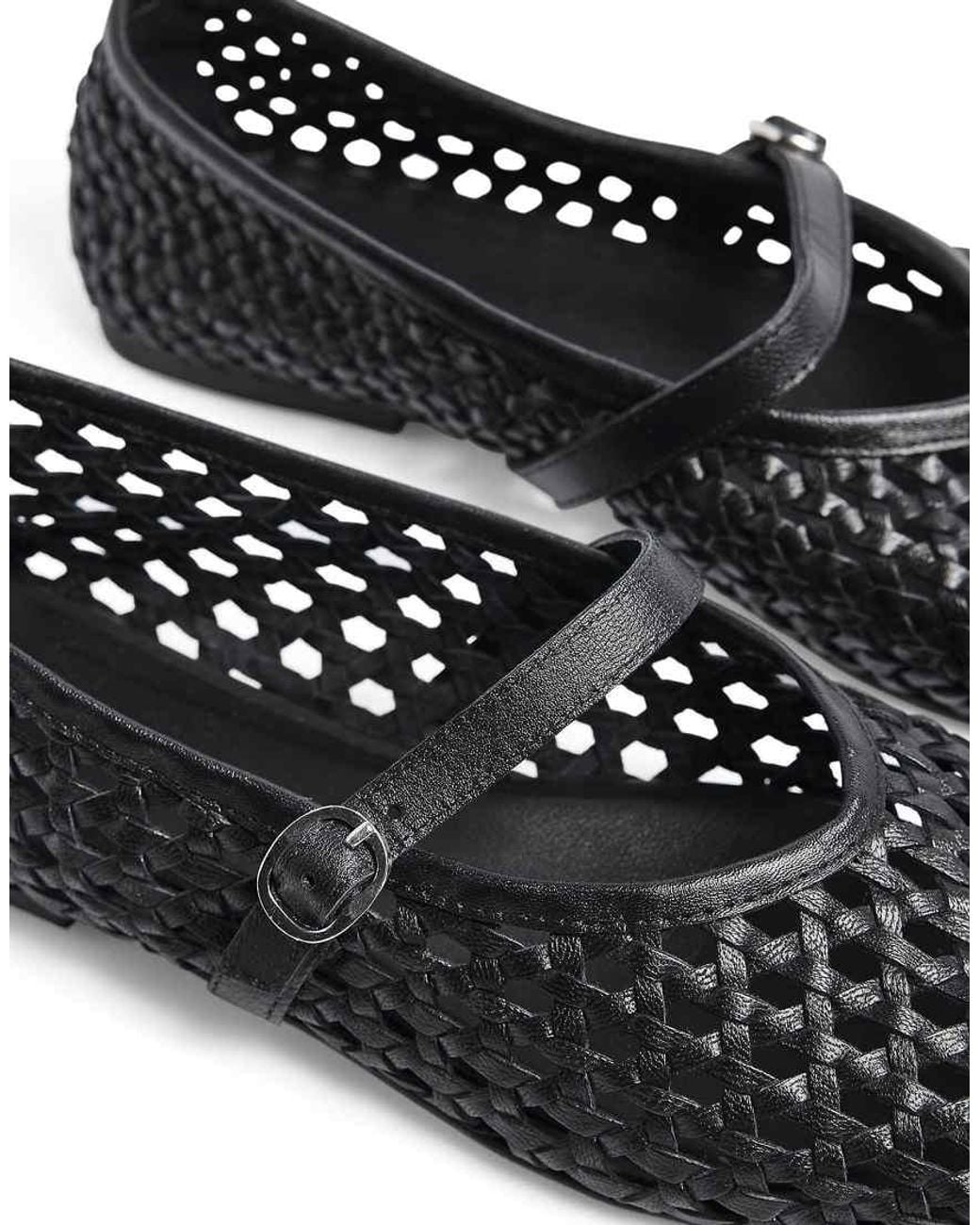 NA-KD White Woven Leather Ballerinas