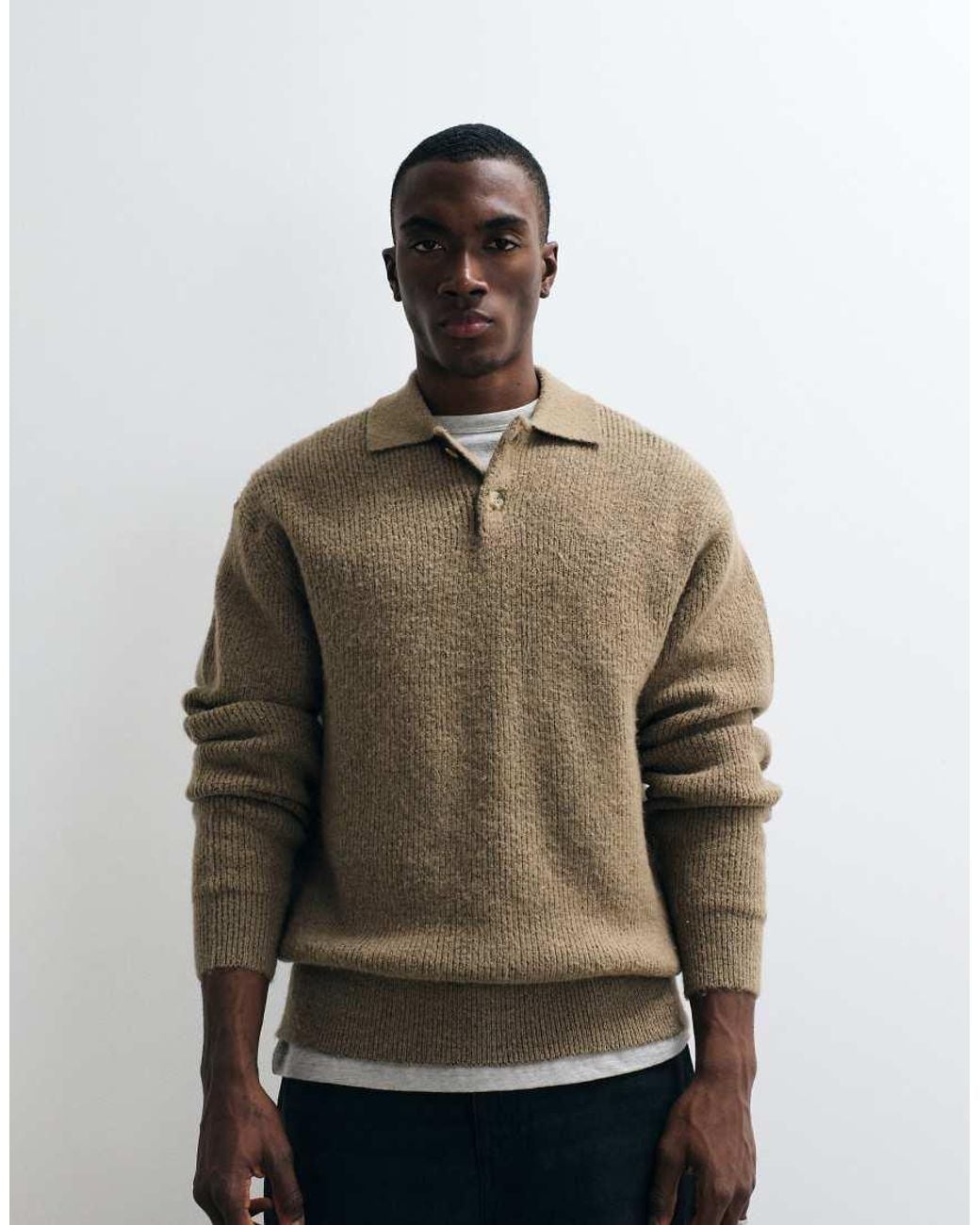 Redefined Rebel Brown Nixon Boxy Knitted Polo for men