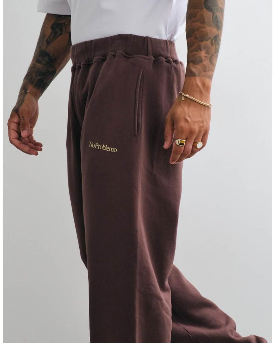 No Problemo White 100% Cotton Straight Leg Logo Joggers Co-Ord for men