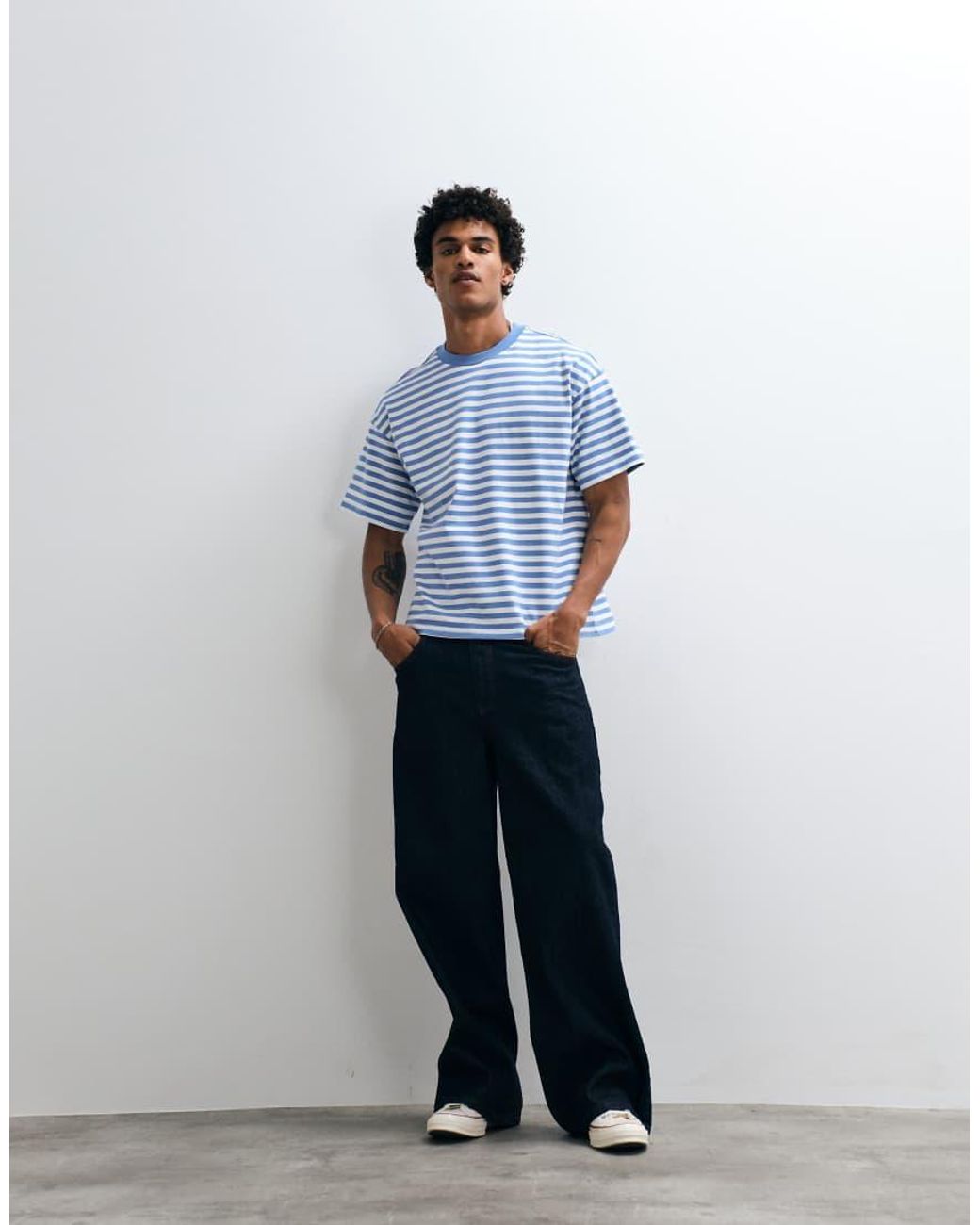 Weekday Blue Oversized Boxy T-shirt for men