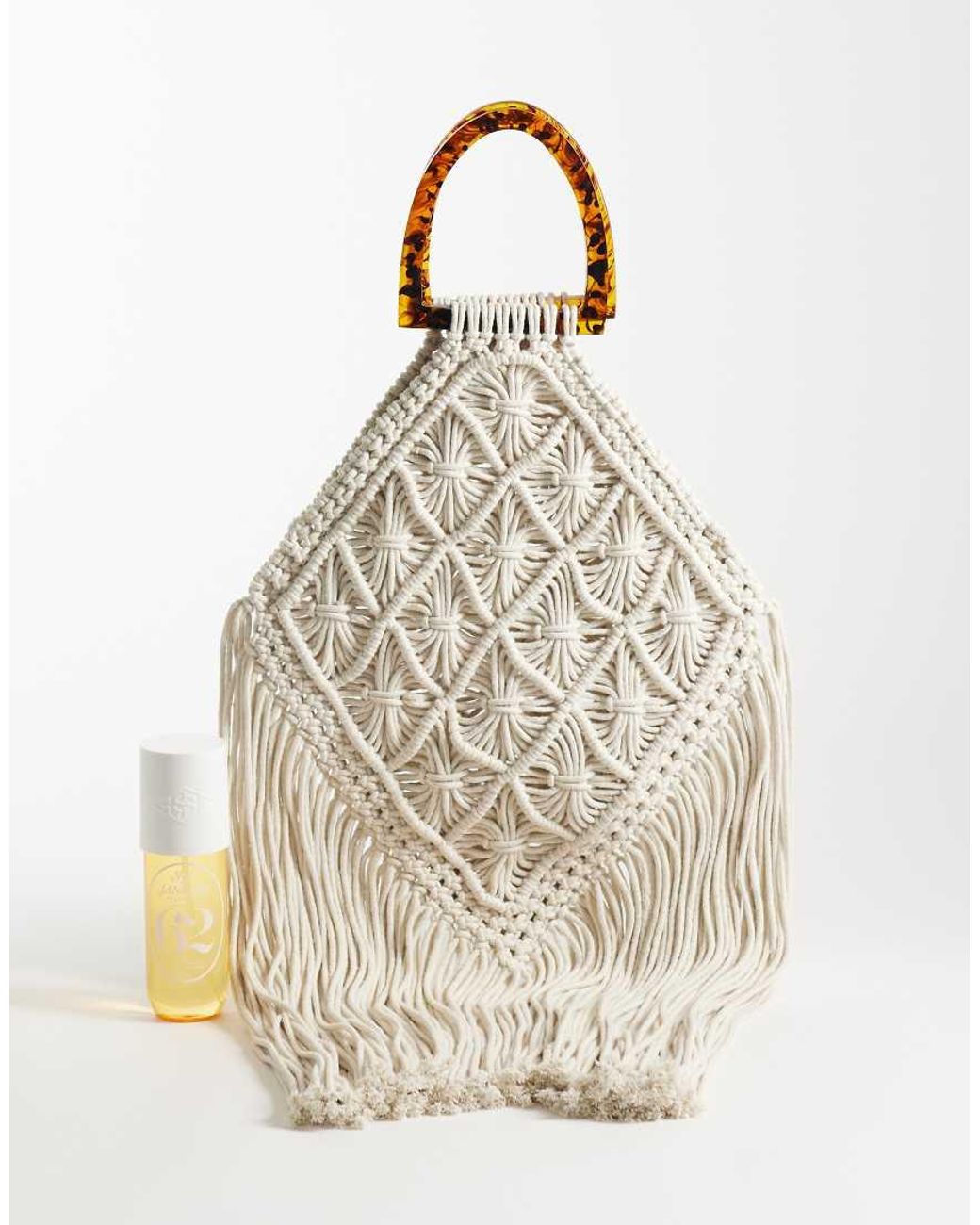 ASOS Natural Macrame Fringe Tote Bag