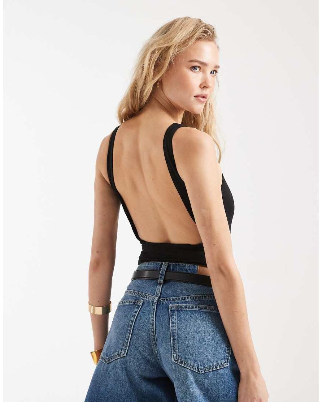Miss Selfridge Black Sculpted Low Back Bodysuit