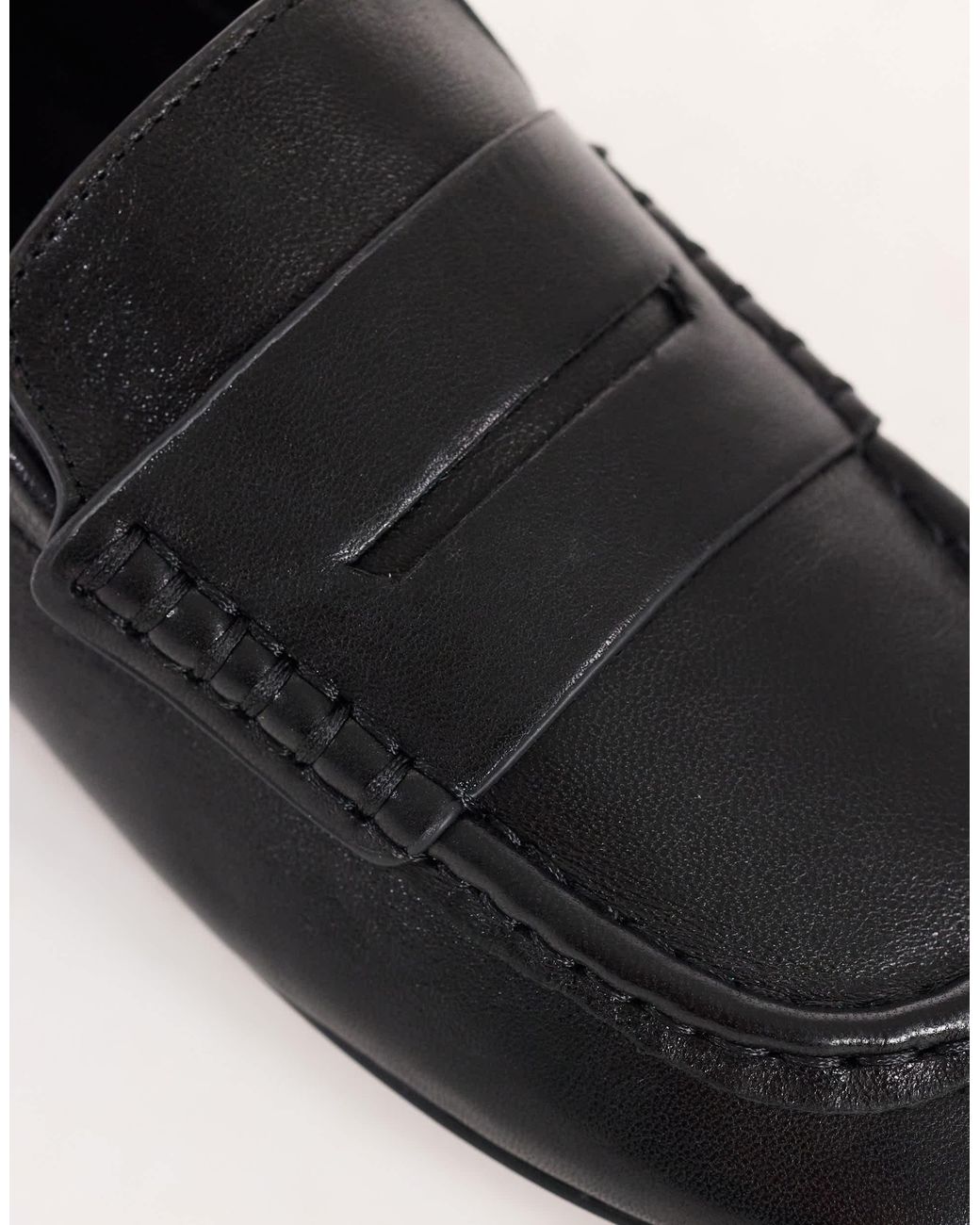 TOPSHOP Black Daniel Real Leather Flat Square Toe Loafer
