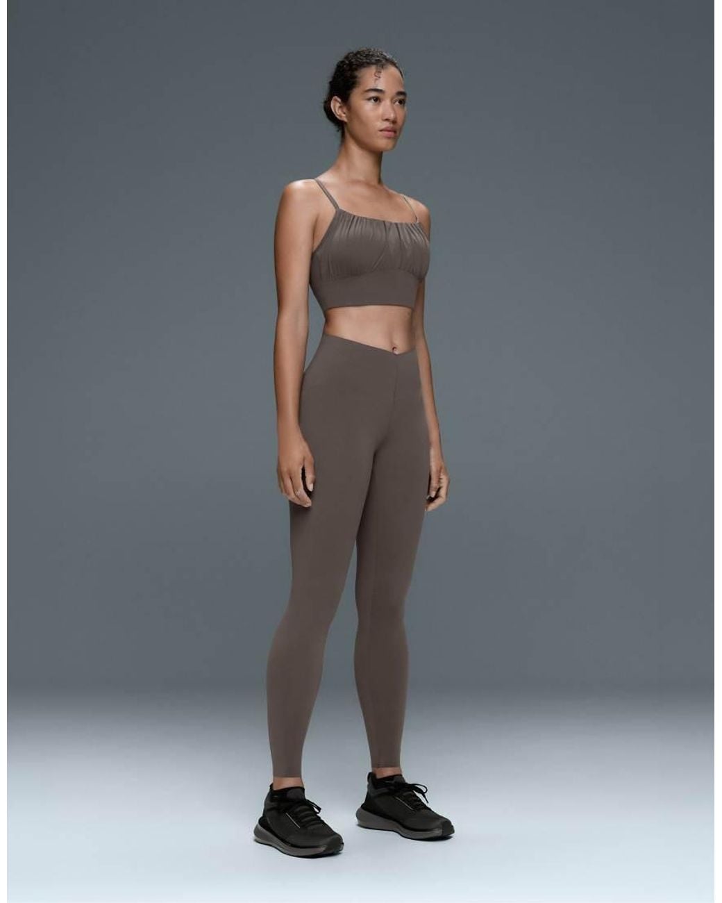 Oysho Gray Ruched Light Touch Tank Top