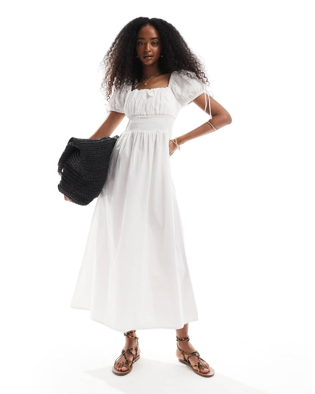knee length dresses for ladies Sleeveless Floral Milkmaid Midi Dress – Ragstock main image 0
