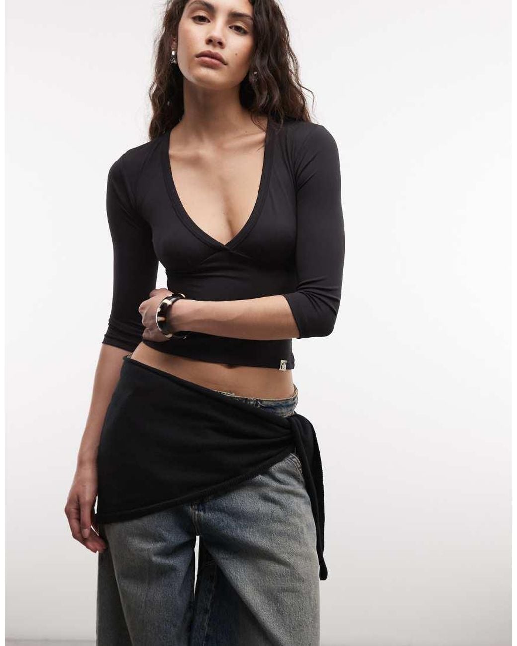 Weekday Black Triangle Scarf With Wool