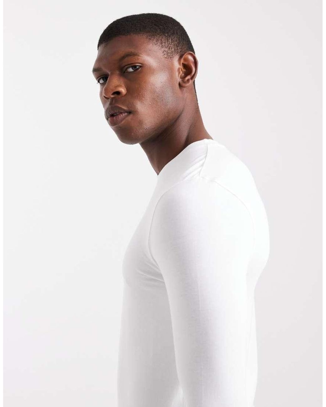 ASOS White Essentials Muscle Fit Long Sleeve T-shirt for men