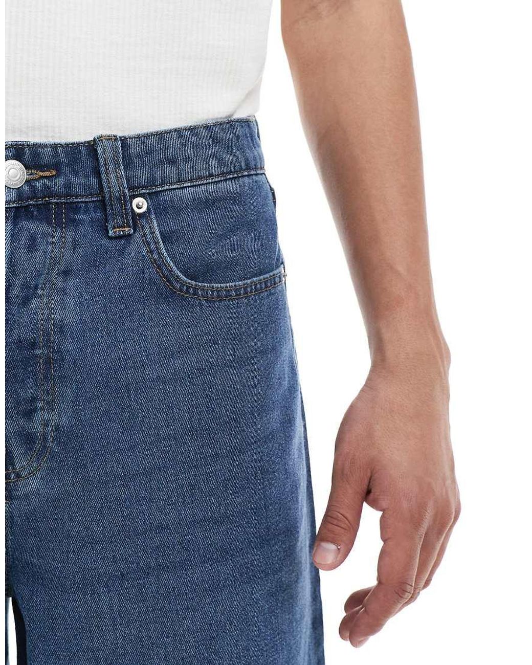 Only & Sons White baggy Denim Short for men