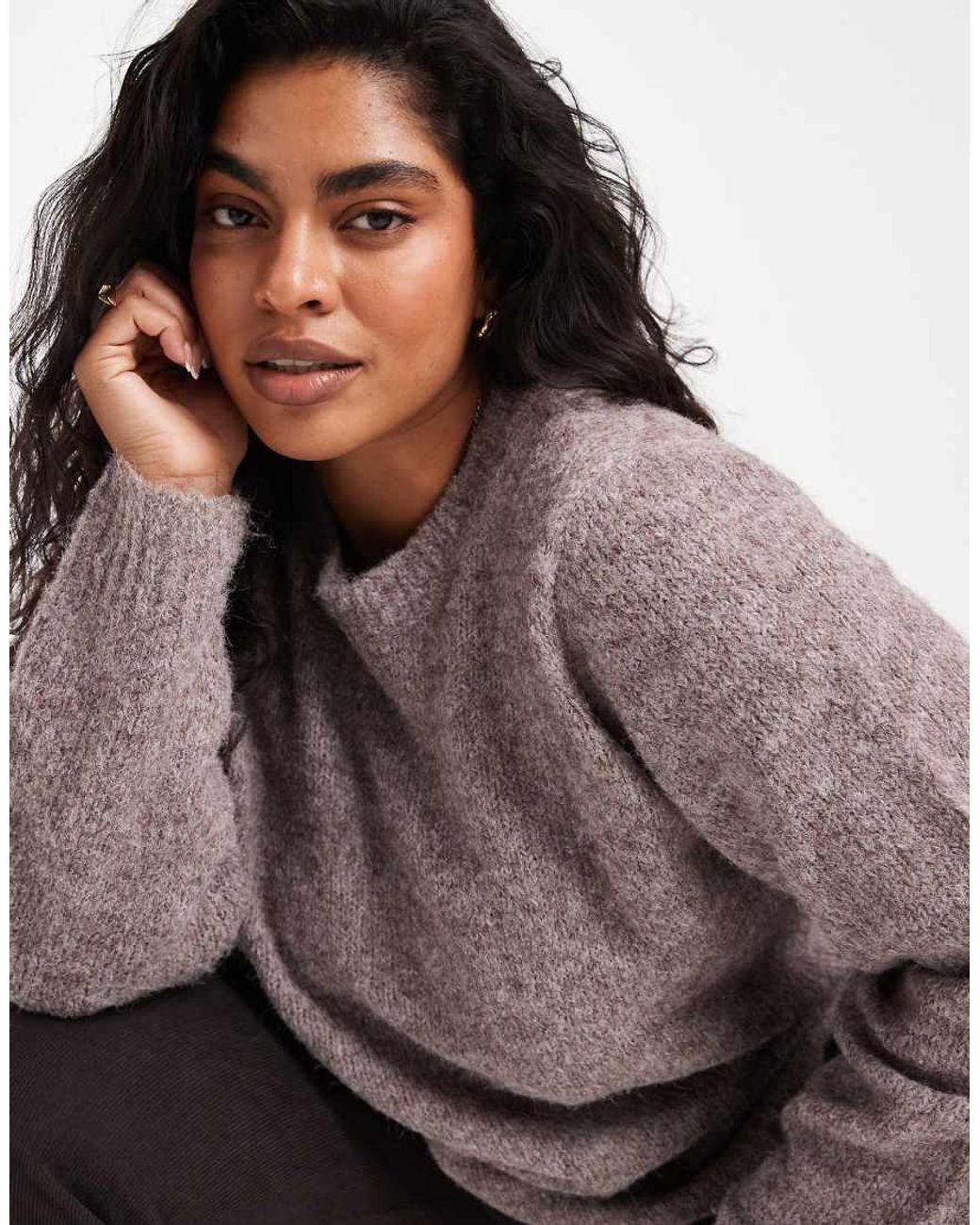 Vero Moda Gray Soft Fluffy Knit O-neck Jumper
