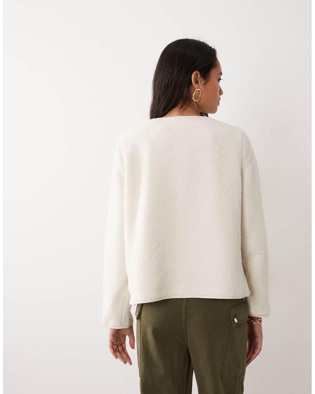 Vila Natural Button Front Teddy Jacket