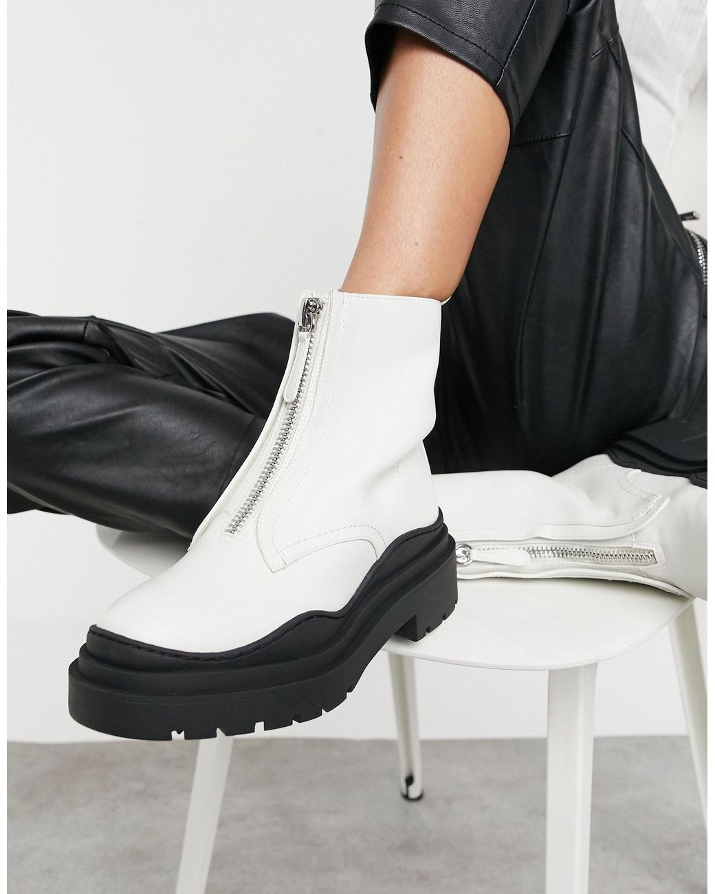 Mango Zip Front Chunky Sole Boots | Lyst