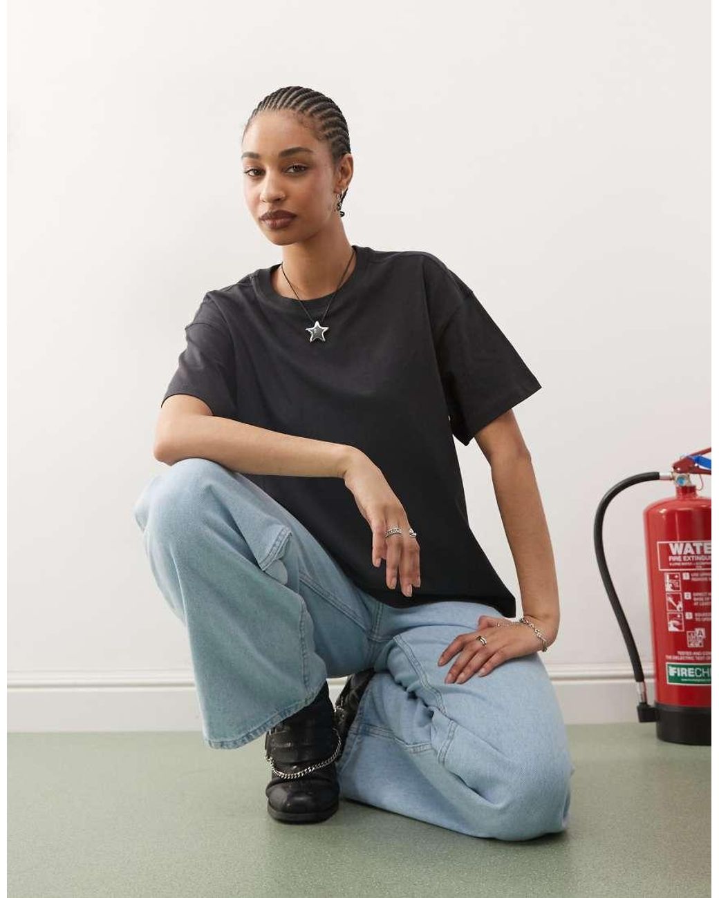 Weekday Blue Boxy Fit Oversized T-Shirt