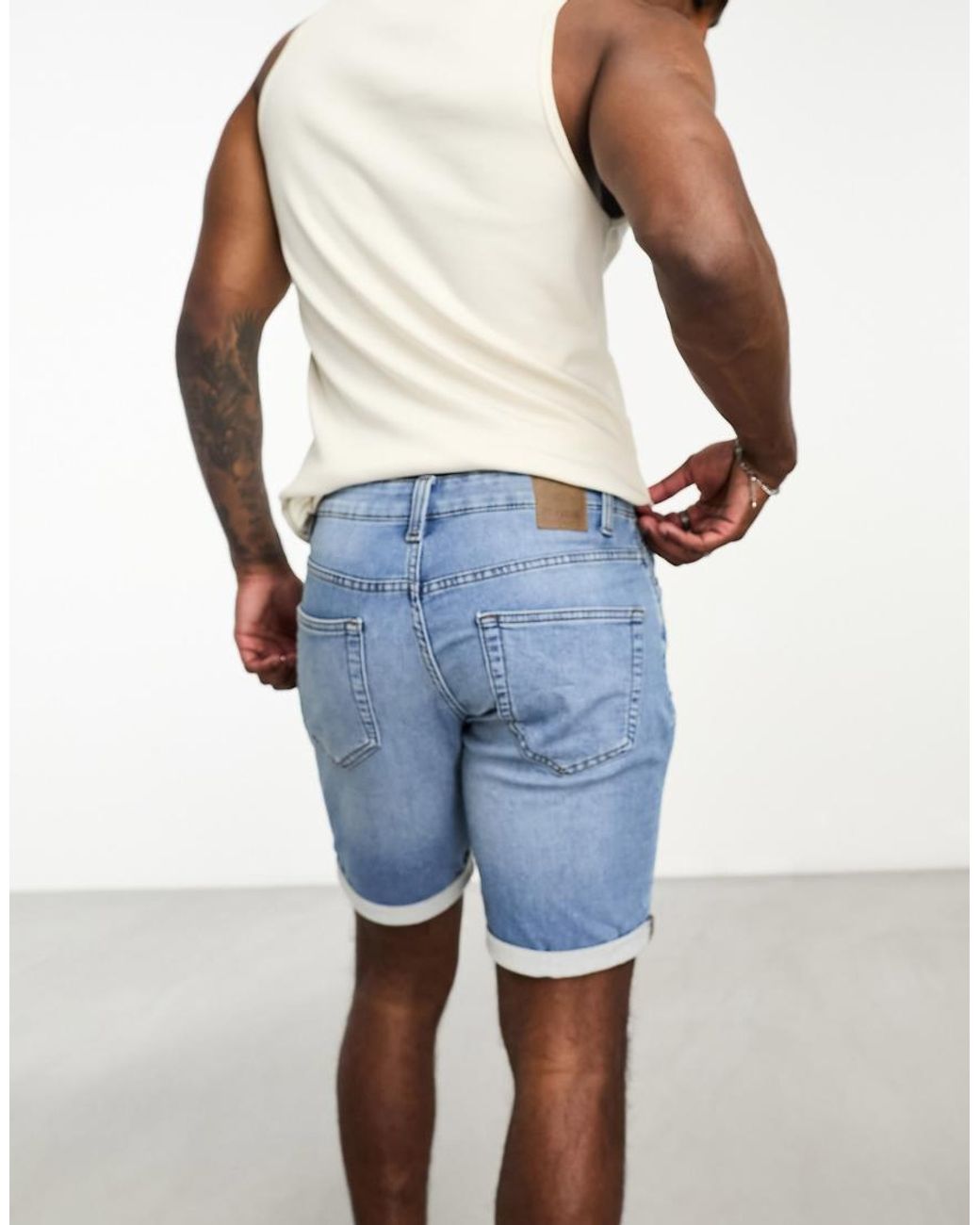 Only & Sons Blue Denim Shorts for men