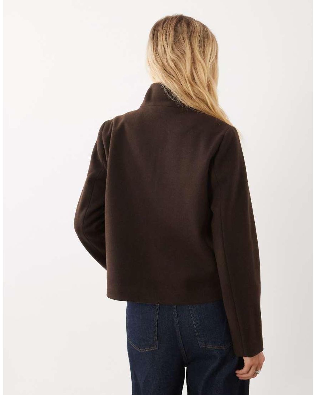 Vila Black Funnel Neck Short Wool-look Jacket
