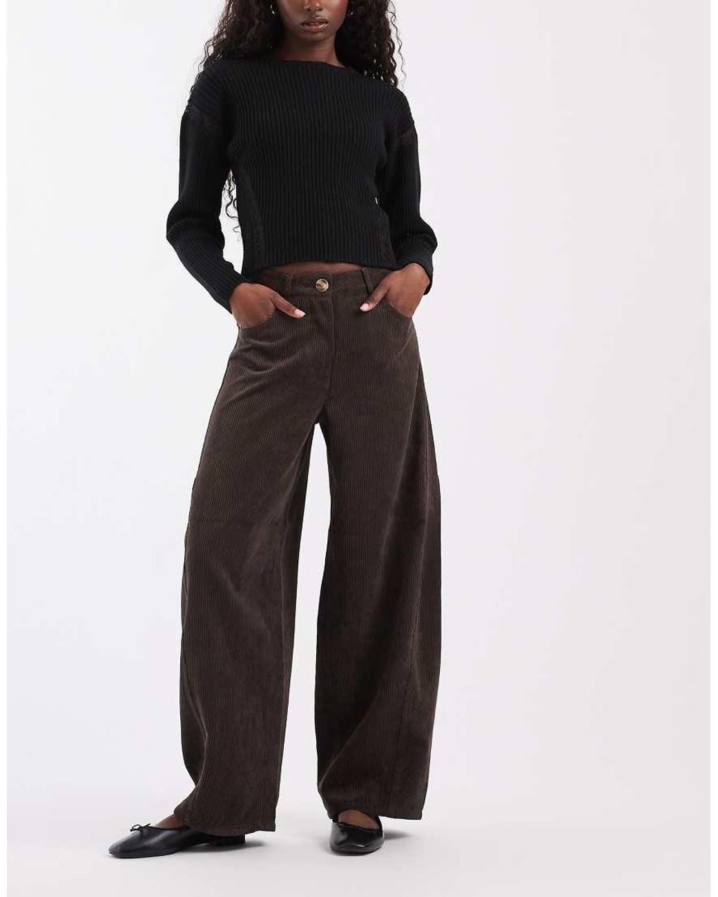 Vero Moda Black Barrel Leg Corduroy Trousers