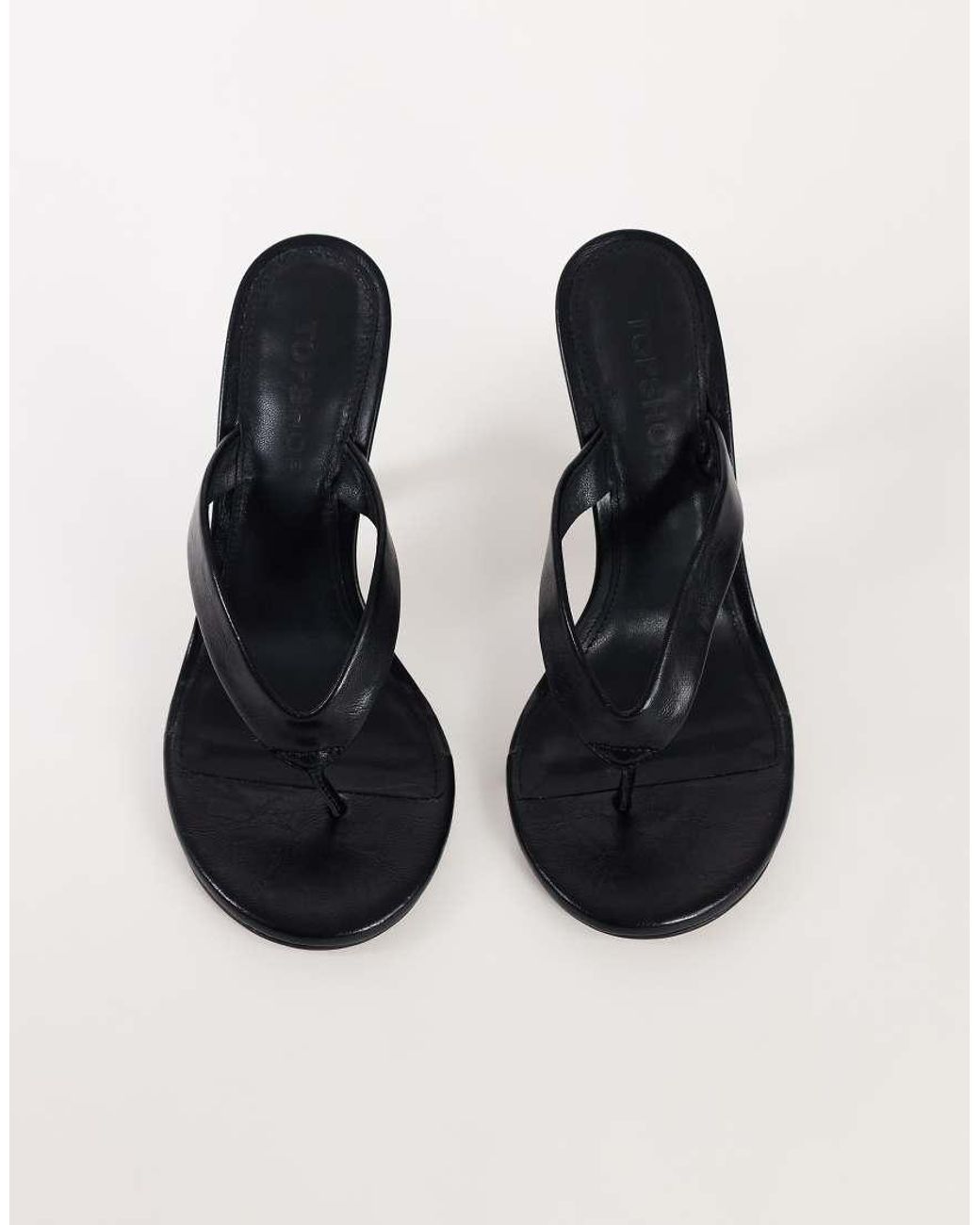 TOPSHOP Black Nina Toe Thong Heeled Sandal